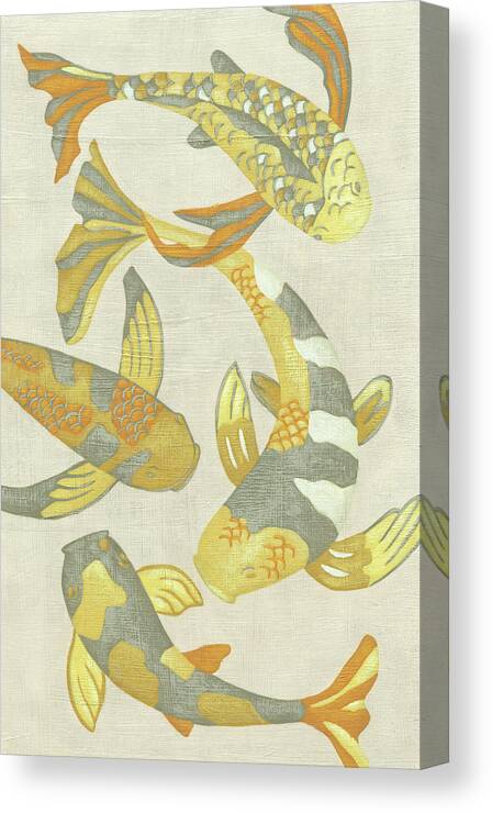 Asian Canvas Print featuring the painting Golden Koi II #1 by Chariklia Zarris