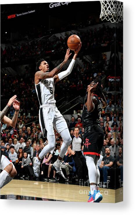 Dejounte Murray Canvas Print featuring the photograph Houston Rockets V San Antonio Spurs by Logan Riely