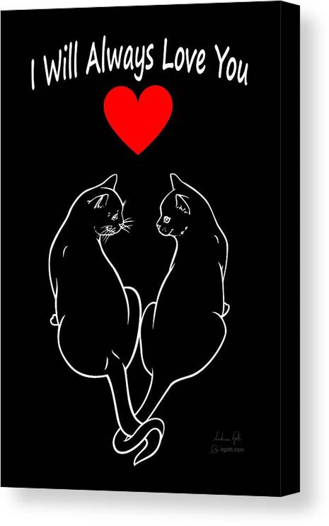 Cat Canvas Print featuring the digital art I Will Always Love You white by Andrea Gatti
