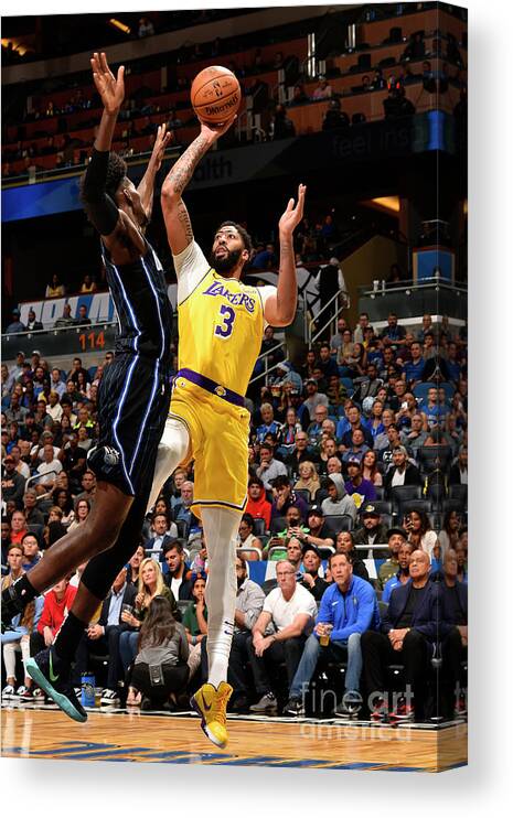 Nba Pro Basketball Canvas Print featuring the photograph Los Angeles Lakers V Orlando Magic by Gary Bassing