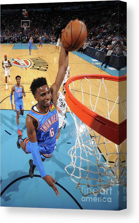 Hamidou Diallo Canvas Print featuring the photograph New Orleans Pelicans V Oklahoma City by Bill Baptist