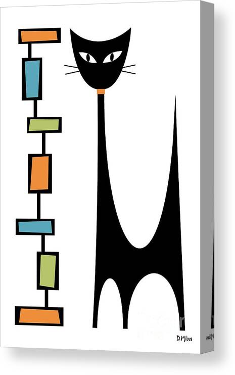 Atomic Cat Canvas Print featuring the digital art Rectangle Cat #3 by Donna Mibus