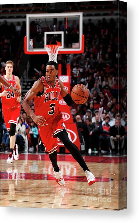 Shaquille Harrison Canvas Print featuring the photograph Sacramento Kings V Chicago Bulls #1 by Jeff Haynes