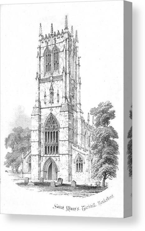 Engraving Canvas Print featuring the drawing Saint Marys #1 by Print Collector