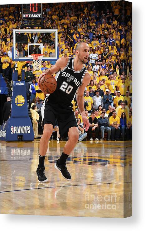 Manu Ginobili Canvas Print featuring the photograph San Antonio Spurs V Golden State #1 by Andrew D. Bernstein