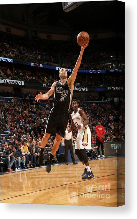 Manu Ginobili Canvas Print featuring the photograph San Antonio Spurs V New Orleans Pelicans #1 by Layne Murdoch
