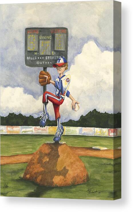 Entertainment & Leisure Canvas Print featuring the painting Strike Out #1 by Jay Throckmorton