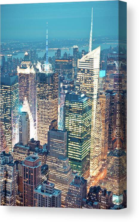 Downtown District Canvas Print featuring the photograph Time Square, New York City #1 by Pawel.gaul