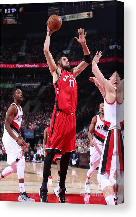 Nba Pro Basketball Canvas Print featuring the photograph Toronto Raptors V Portland Trail Blazers by Sam Forencich