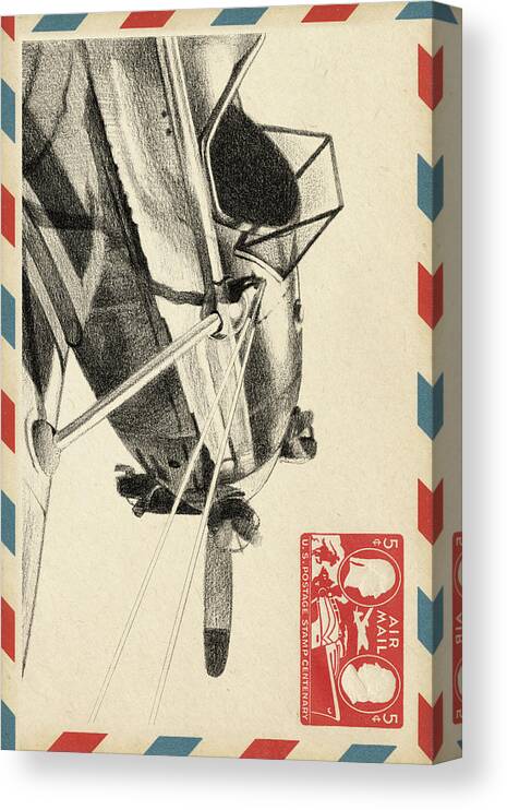Vintage Canvas Print featuring the painting Vintage Airmail I #1 by Ethan Harper