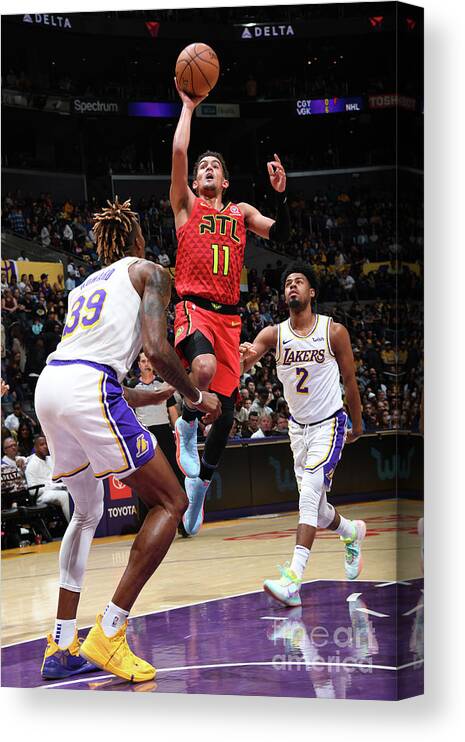 Nba Pro Basketball Canvas Print featuring the photograph Atlanta Hawks V Los Angeles Lakers by Andrew D. Bernstein