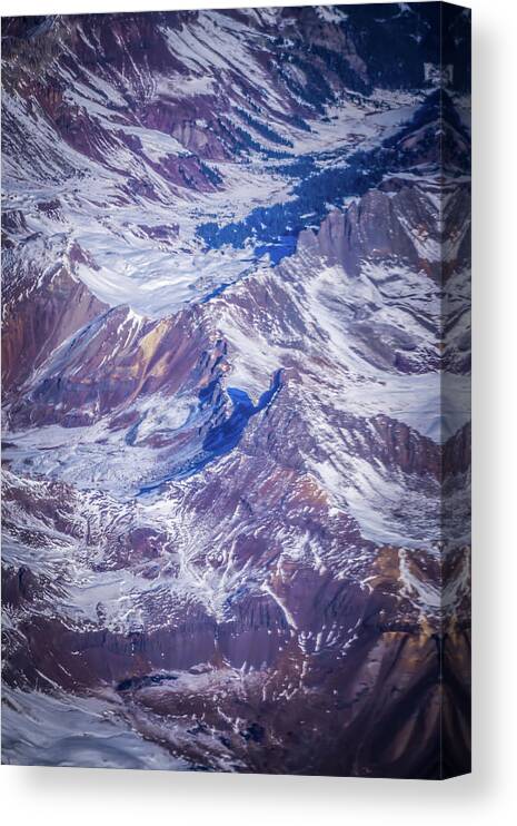 Mountain Canvas Print featuring the photograph Flying over colorado rocky mountains #10 by Alex Grichenko