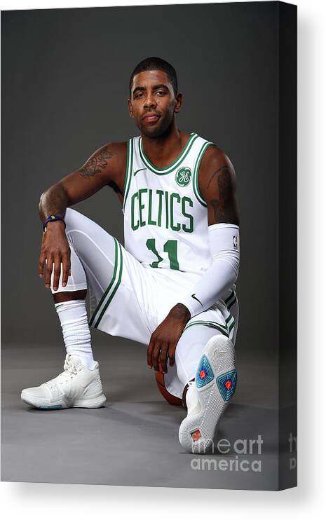 Kyrie Irving Canvas Print featuring the photograph Kyrie Irving Boston Celtics Portraits by Brian Babineau