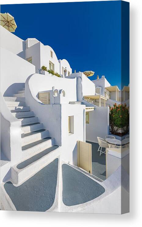 Landscape Canvas Print featuring the photograph Peaceful View In Santorini, Greece #10 by Levente Bodo