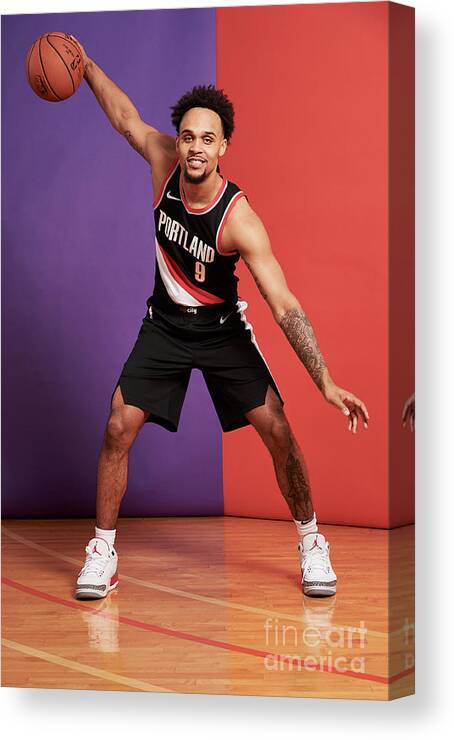 Gary Trent Jr Canvas Print featuring the photograph 2018 Nba Rookie Photo Shoot #104 by Jennifer Pottheiser