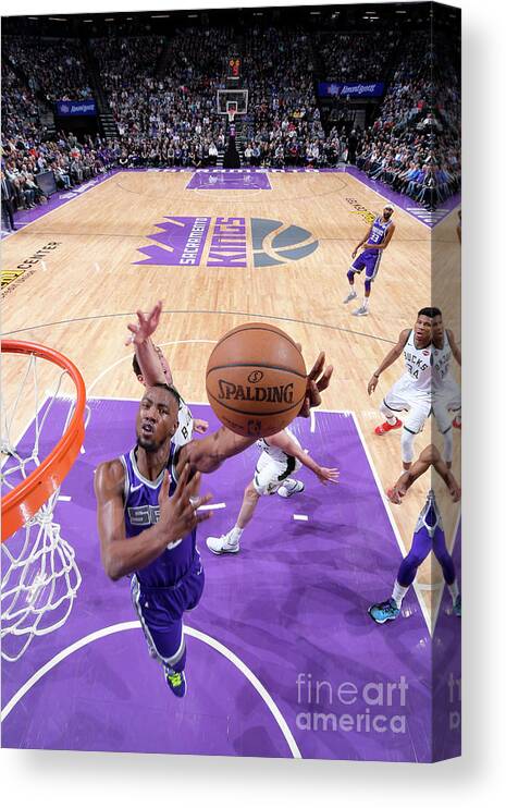 Nba Pro Basketball Canvas Print featuring the photograph Milwaukee Bucks V Sacramento Kings by Rocky Widner
