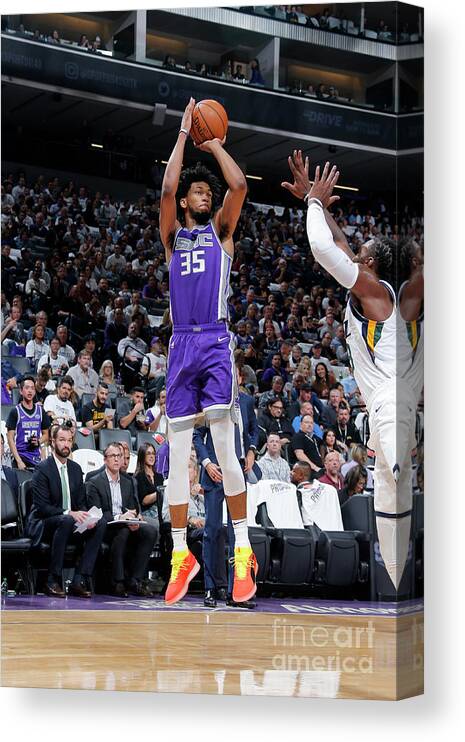 Marvin Bagley Iii Canvas Print featuring the photograph Utah Jazz V Sacramento Kings #12 by Rocky Widner