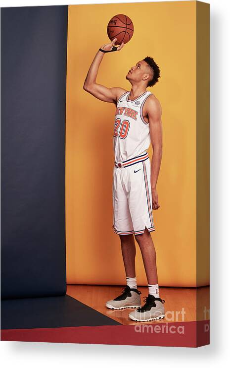 Kevin Knox Canvas Print featuring the photograph 2018 Nba Rookie Photo Shoot #124 by Jennifer Pottheiser
