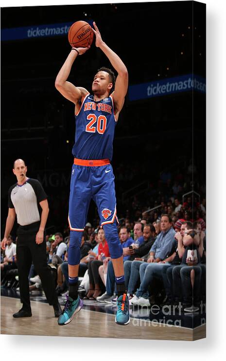 Nba Pro Basketball Canvas Print featuring the photograph New York Knicks V Washington Wizards by Ned Dishman
