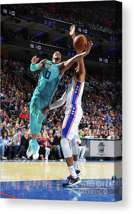 Nba Pro Basketball Canvas Print featuring the photograph Charlotte Hornets V Philadelphia 76ers by Jesse D. Garrabrant