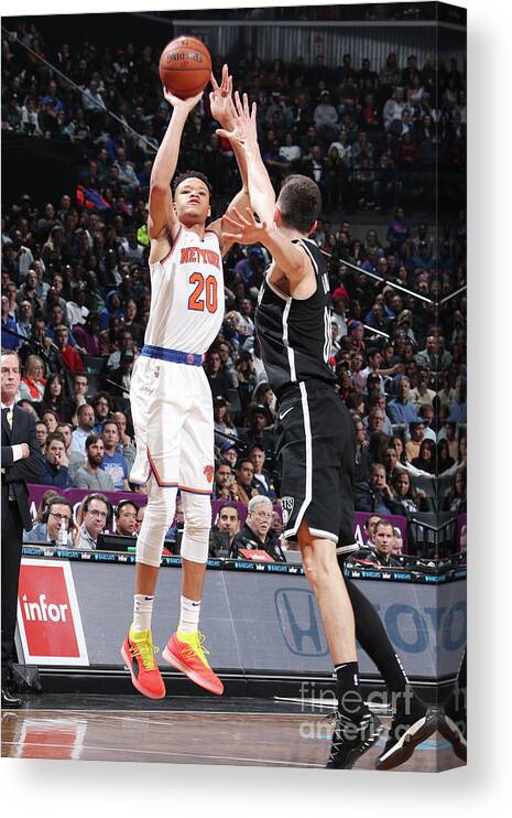 Nba Pro Basketball Canvas Print featuring the photograph New York Knicks V Brooklyn Nets by Nathaniel S. Butler