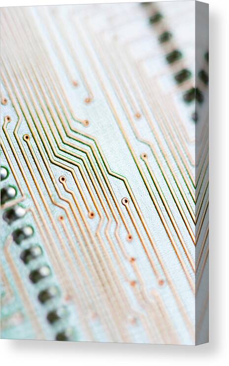 Electrical Component Canvas Print featuring the photograph Close-up Of A Circuit Board #16 by Nicholas Rigg