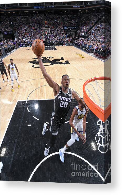 Harry Giles Canvas Print featuring the photograph Golden State Warriors V Sacramento Kings by Rocky Widner