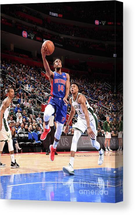 Playoffs Canvas Print featuring the photograph Milwaukee Bucks V Detroit Pistons - by Chris Schwegler