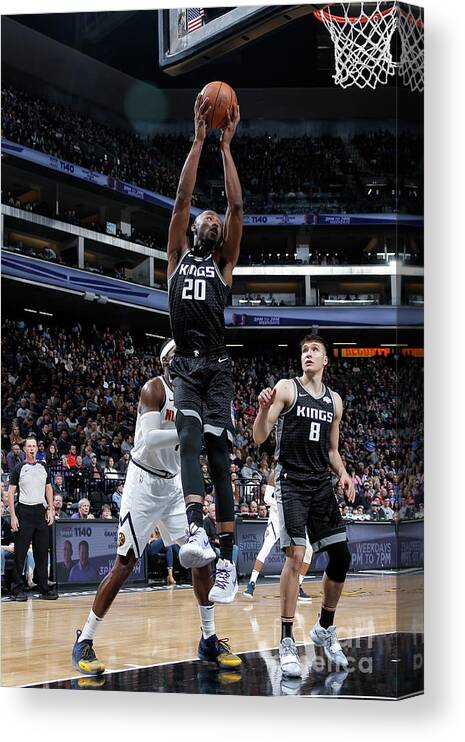 Harry Giles Canvas Print featuring the photograph Denver Nuggets V Sacramento Kings by Rocky Widner