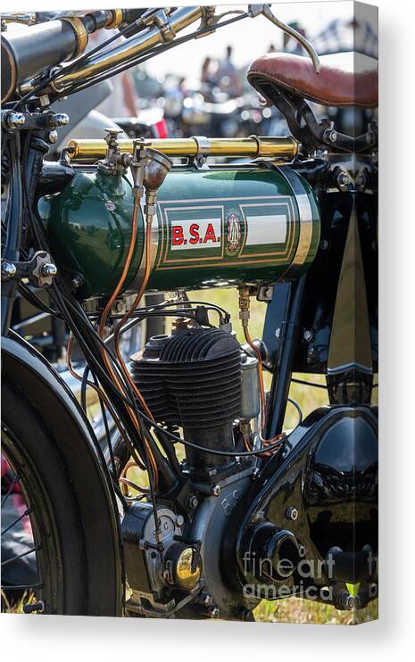 1925 Canvas Print featuring the photograph 1925 BSA B25 Motorcycle by Tim Gainey
