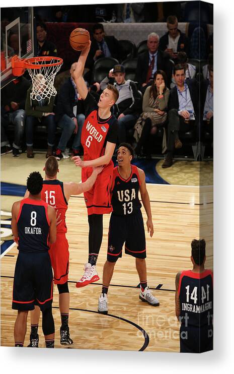 Kristaps Porzingis Canvas Print featuring the photograph Bbva Compass Rising Stars Challenge 2017 #2 by Gary Dineen
