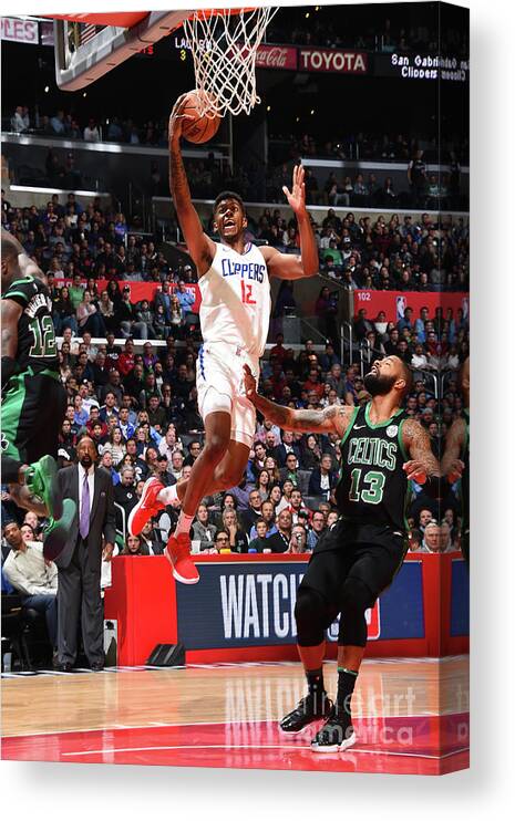 Tyrone Wallace Canvas Print featuring the photograph Boston Celtics V La Clippers by Andrew D. Bernstein
