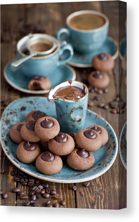 Unhealthy Eating Canvas Print featuring the photograph Chocolate Cookies #2 by Verdina Anna