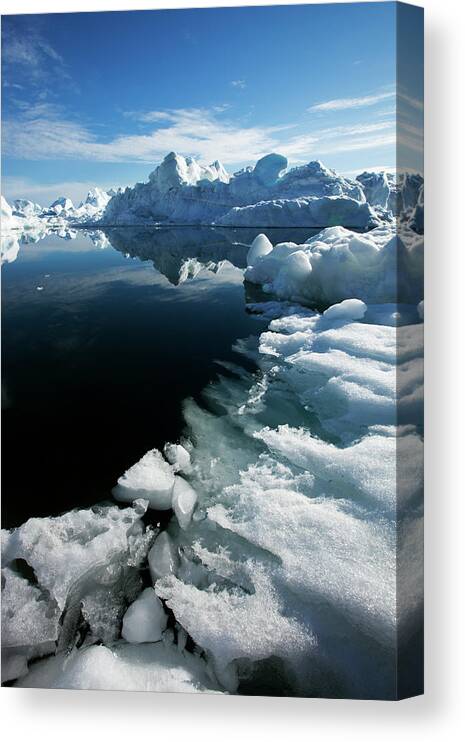 Scenics Canvas Print featuring the photograph Icebergs, Disko Bay, Greenland #2 by Paul Souders