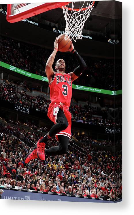 Nba Pro Basketball Canvas Print featuring the photograph Los Angeles Lakers V Chicago Bulls by Nathaniel S. Butler