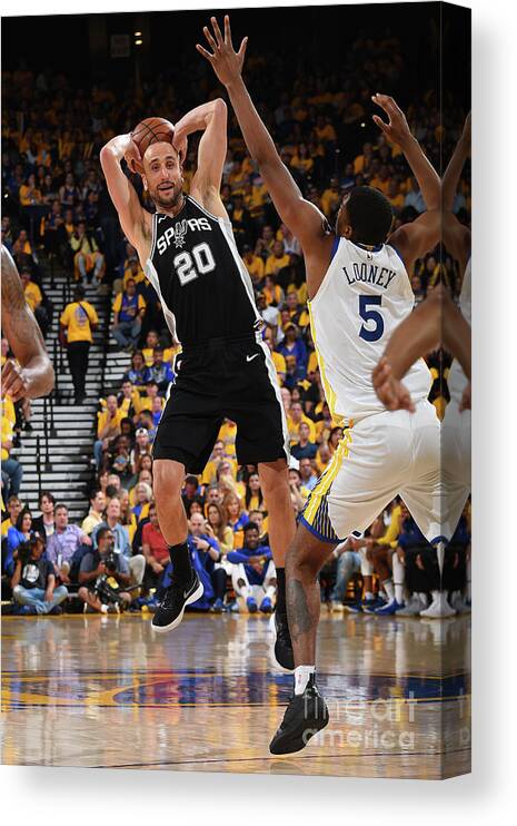 Manu Ginobili Canvas Print featuring the photograph San Antonio Spurs V Golden State by Andrew D. Bernstein
