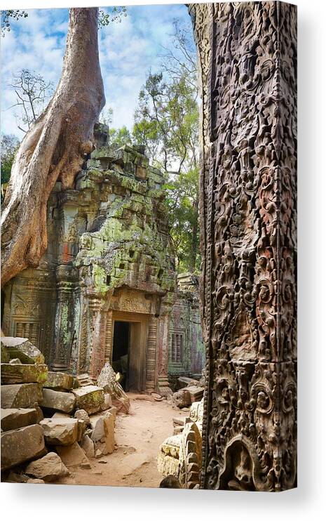 Scenic Canvas Print featuring the photograph Ta Prohm Temple, Angkor, Cambodia, Asia #2 by Jan Wlodarczyk