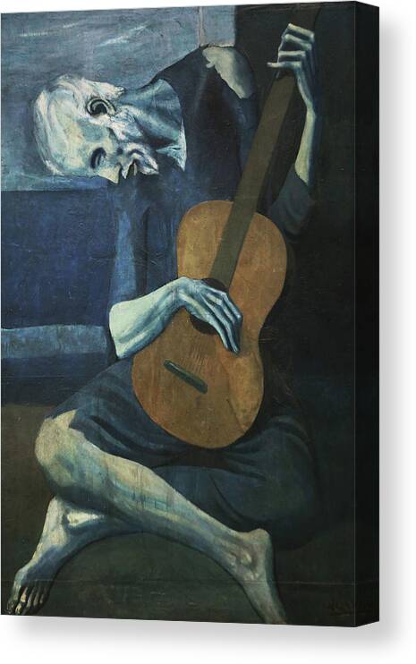 Old Canvas Print featuring the painting The Old Guitarist by Pablo Picasso