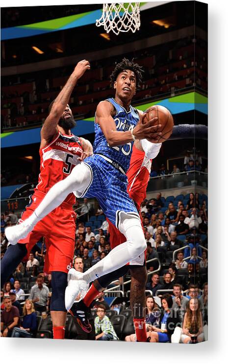 Nba Pro Basketball Canvas Print featuring the photograph Washington Wizards V Orlando Magic by Gary Bassing