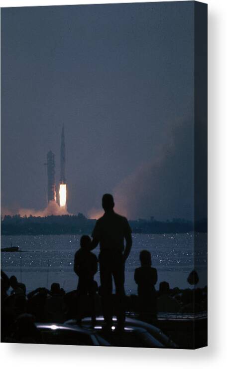 Outer Space Canvas Print featuring the photograph Watching The Apollo 11 Launch by Ralph Crane
