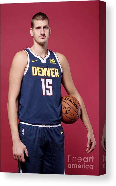 Media Day Canvas Print featuring the photograph 2018-19 Denver Nuggets Media Day by Garrett Ellwood
