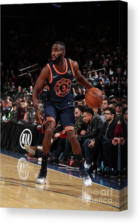 Tim Hardaway Jr Canvas Print featuring the photograph Brooklyn Nets V New York Knicks #21 by Nathaniel S. Butler