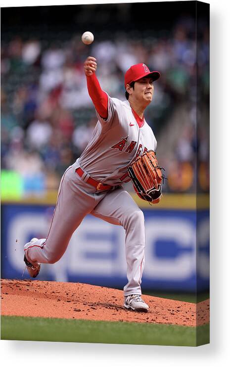 Los Angeles Angels Of Anaheim Canvas Print featuring the photograph Shohei Ohtani #21 by Steph Chambers