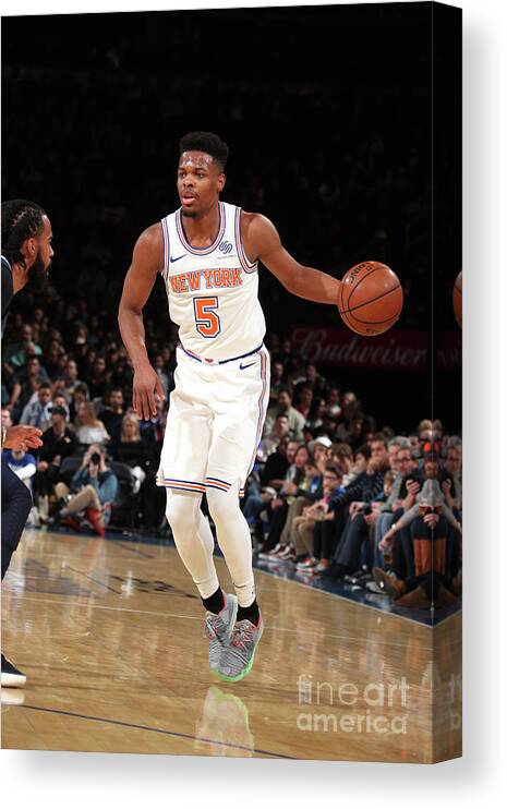 Dennis Smith Jr Canvas Print featuring the photograph Memphis Grizzlies V New York Knicks by Nathaniel S. Butler