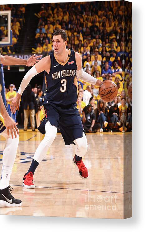 Nikola Mirotic Canvas Print featuring the photograph New Orleans Pelicans V Golden State #22 by Noah Graham