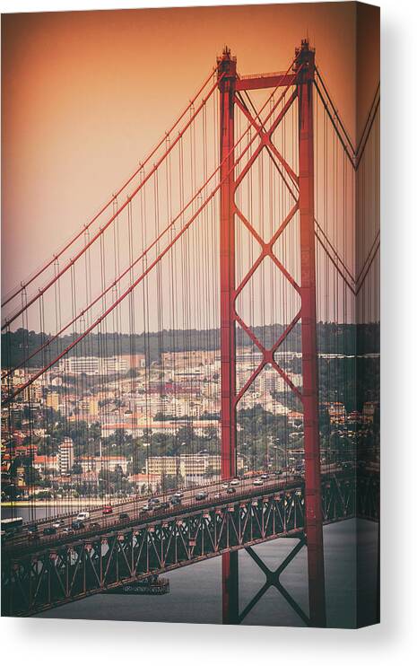 Lisbon Canvas Print featuring the photograph 25th April Bridge Lisbon Portugal by Carol Japp