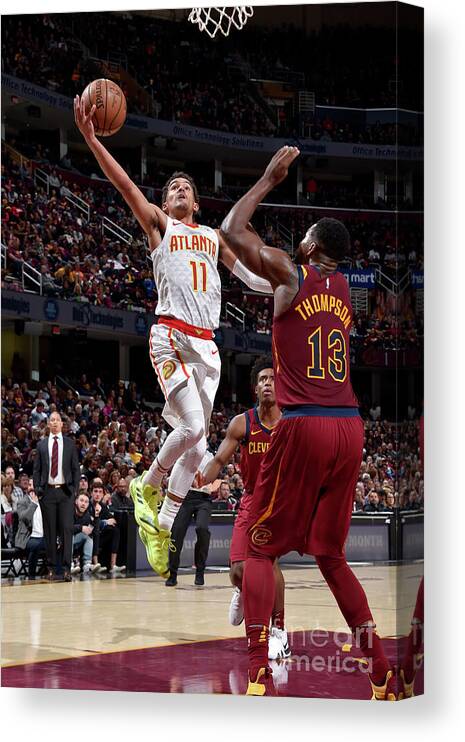 Trae Young Canvas Print featuring the photograph Atlanta Hawks V Cleveland Cavaliers by David Liam Kyle