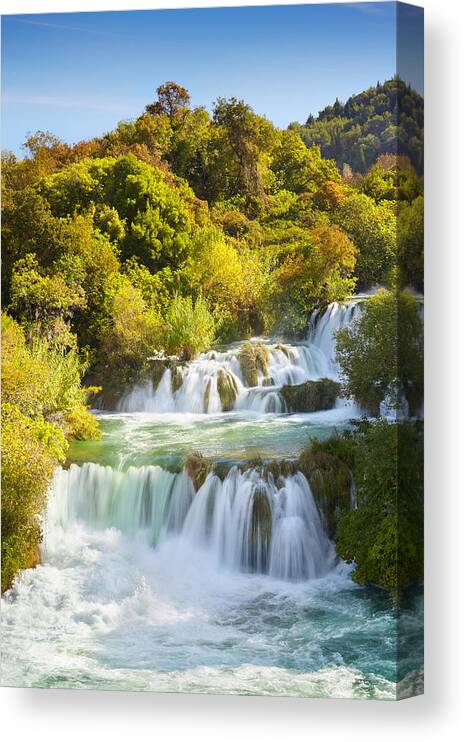 Landscape Canvas Print featuring the photograph Krka Waterfalls, Krka National Park #27 by Jan Wlodarczyk