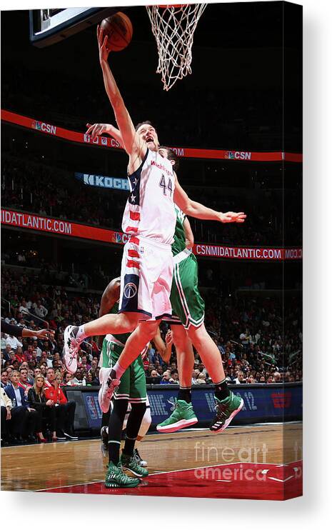 Bojan Bogdanovic Canvas Print featuring the photograph Boston Celtics V Washington Wizards - #28 by Ned Dishman