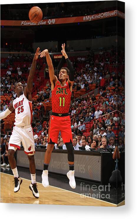 Nba Pro Basketball Canvas Print featuring the photograph Atlanta Hawks V Miami Heat by Oscar Baldizon